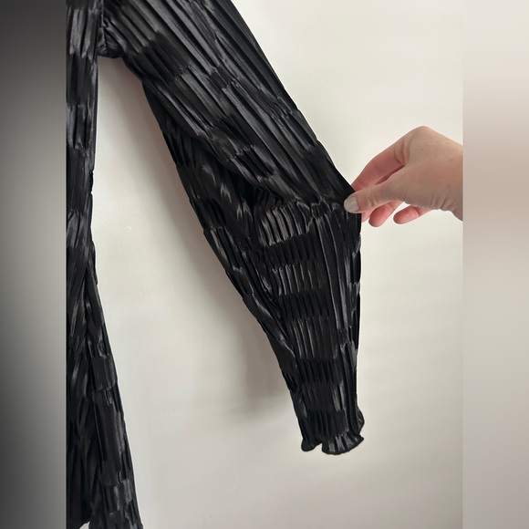 PRINCESS POLLY Black Textured Shirt Dress Avant Garde Fairy Goth Whimsigoth Sz 8 - Picture 6 of 14